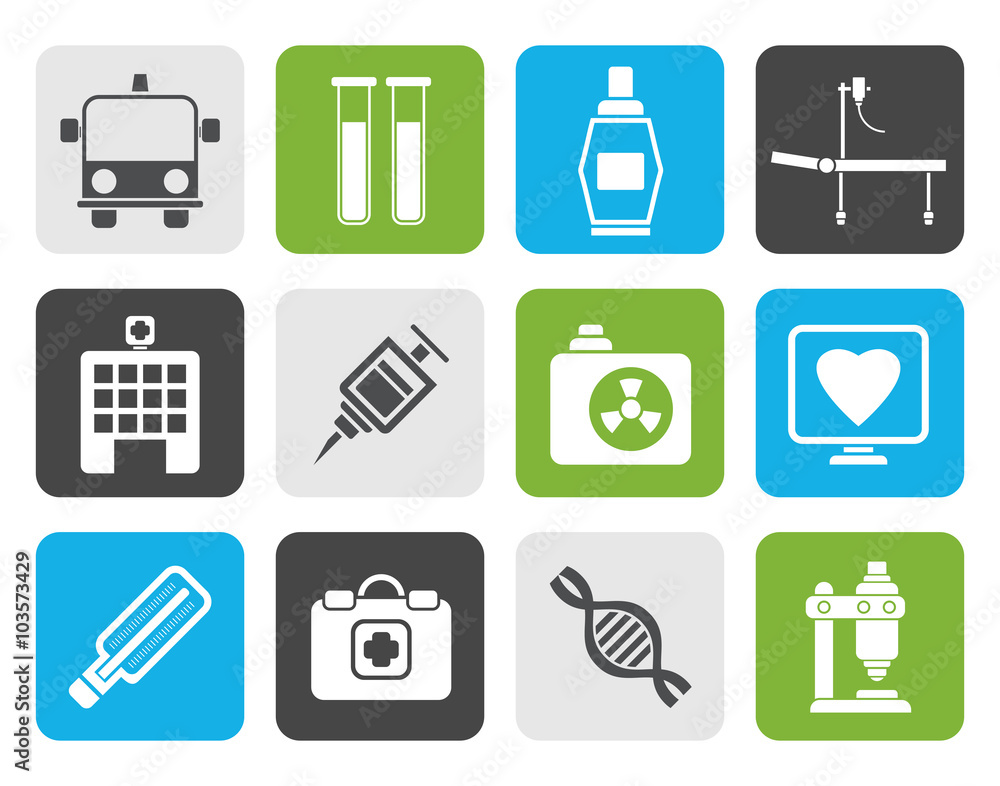 Flat Medicine and healthcare icons - vector icon set Flat Medicine and healthcare icons - vector icon set