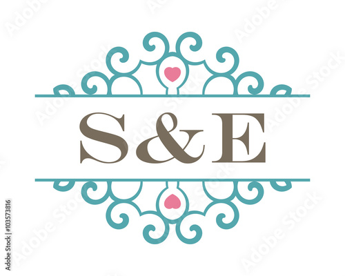 S&E initial ornament wedding logo