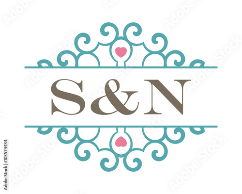 S&N initial ornament wedding logo