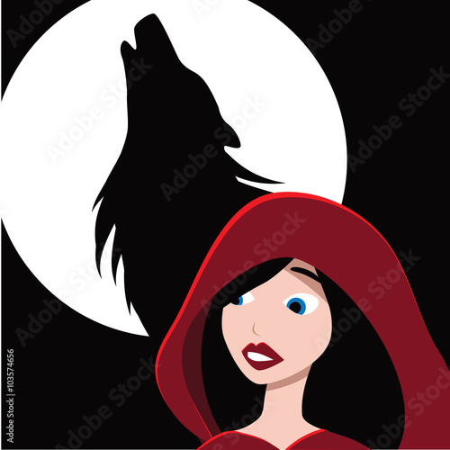 
Little Red Riding Hood and the wolf. EPS 10 vector.