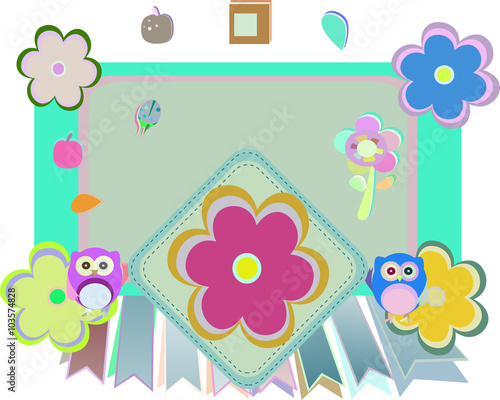 vector Background with owl, flowers and birds