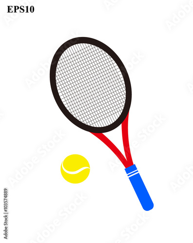 Tennis racket and ball icons on white background vector illustration