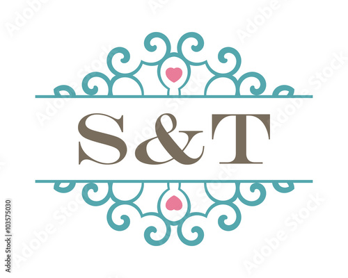 S&T initial ornament wedding logo