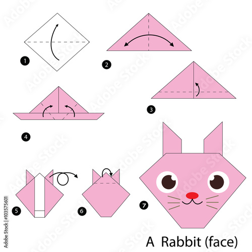 step by step instructions how to make origami A Rabbit.