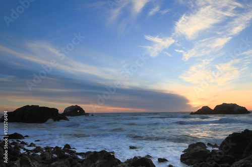 Pacific Ocean Sunset  Sutro Baths  San Francisco  California