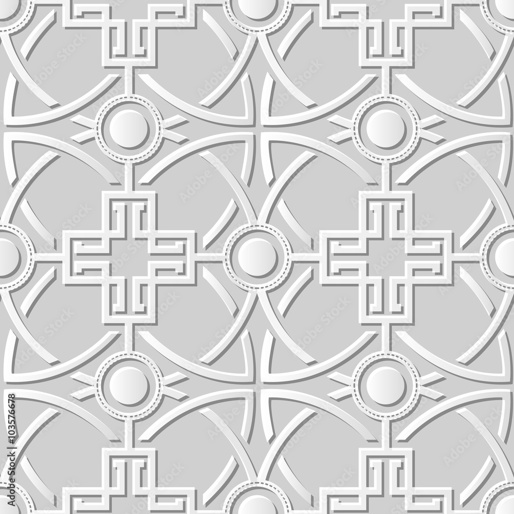 Vector damask seamless 3D paper art pattern background 071 Round Cross Curve
Vector damask seamless 3D paper art pattern background 071 Round Cross Curve