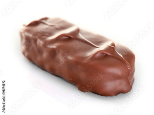 Tasty chocolate bar isolated on white background