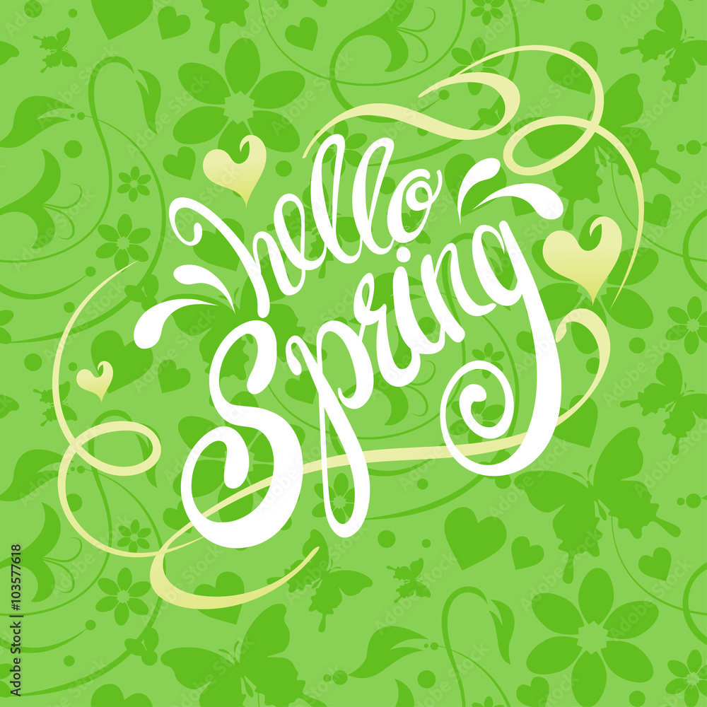 spring, hello, spring season, letter design spring, hello, spring season, letter design