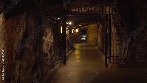 View of a tunnel near the powerplant far below Hoover Dam
