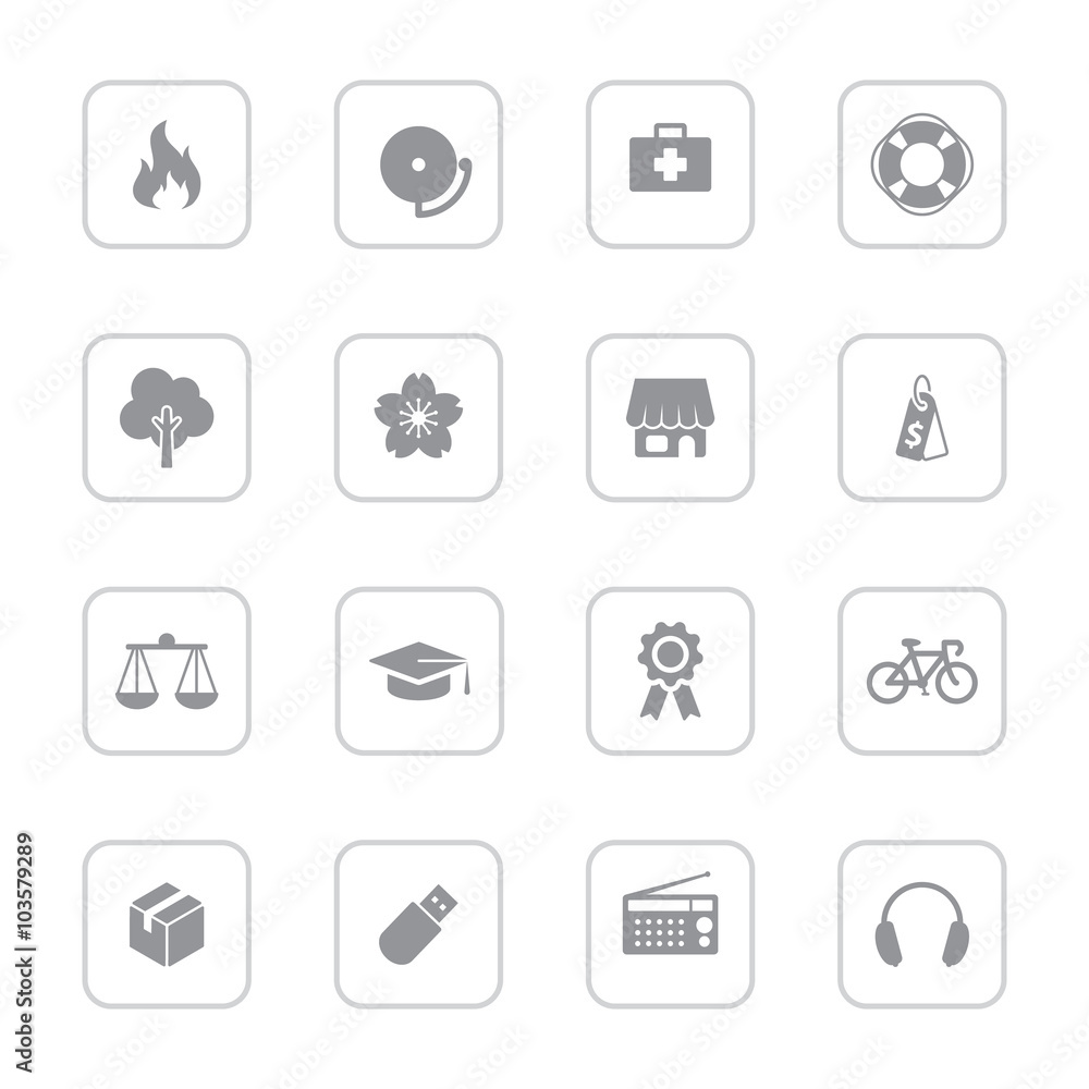 gray web icon set 6 with rounded rectangle frame for web design, user interface (UI), infographic and mobile application (apps) gray web icon set 6 with rounded rectangle frame for web design, user interface (UI), infographic and mobile application (apps)