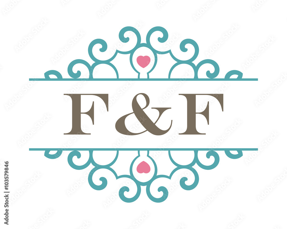 F&F initial ornament wedding logo Stock Vector