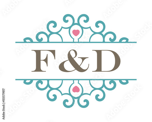 F&D initial ornament wedding logo