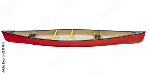 red tandem canoe isolated