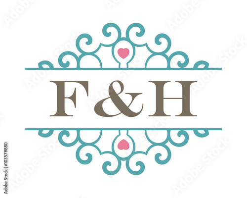 F&H initial ornament wedding logo