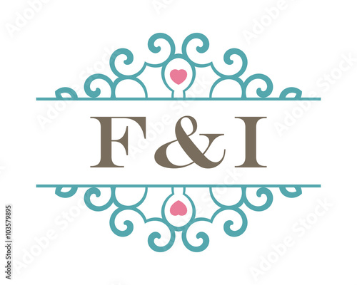 F&I initial ornament wedding logo