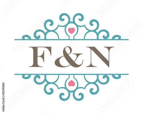 F&N initial ornament wedding logo