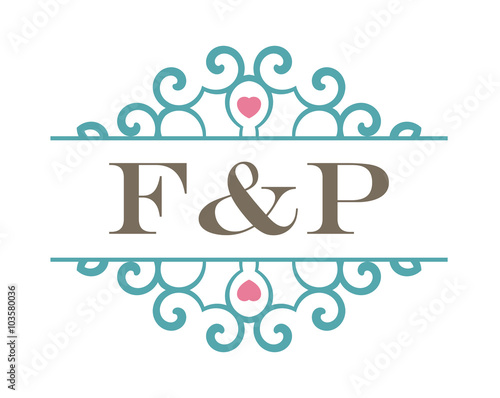 F&P initial ornament wedding logo