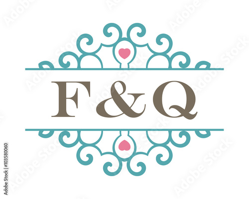 F&Q initial ornament wedding logo