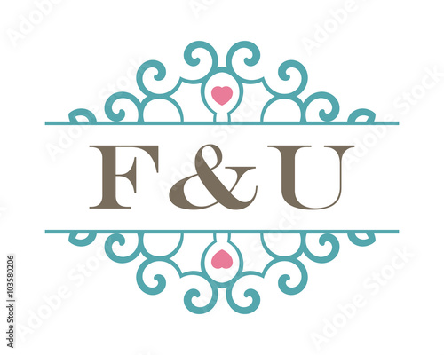 F&U initial ornament wedding logo