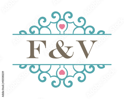 F&V initial ornament wedding logo