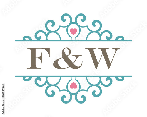 F&W initial ornament wedding logo