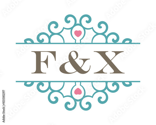 F&X initial ornament wedding logo