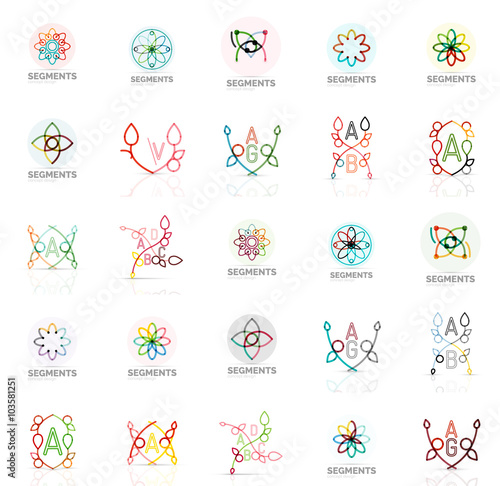 Linear abstract logos, letters, swirls
