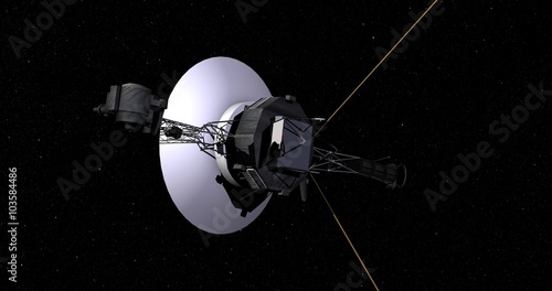 Retimed, matrix-style flyby of Voyager spacecraft travelling through space. Data: NASA/JPL.