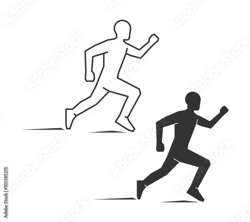Black line and flat running logo on a white background.