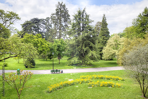 A public garden is in city Geneva photo