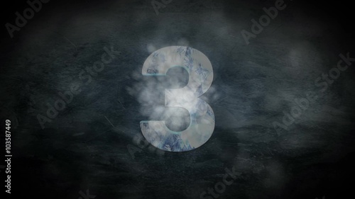 Countdown animation from 5 to 0 with ice cold frosty effect background to frozen the number used for cinematic introduction title presentation in 4k ultra HD video quality in extreme thrilling element