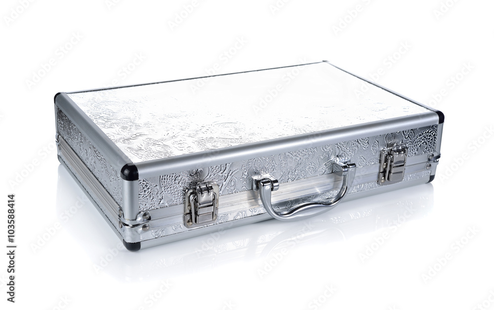 closed briefcase on white background