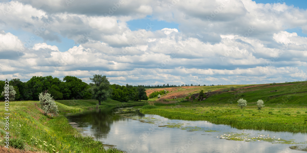 Spring landscape with river Spring landscape with river