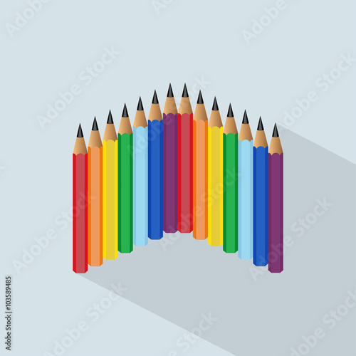 Rainbow of colored pencils