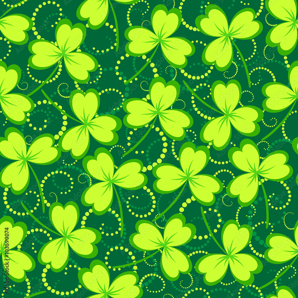 Clover leaves seamless pattern