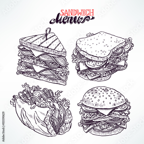 set of delicious sandwiches