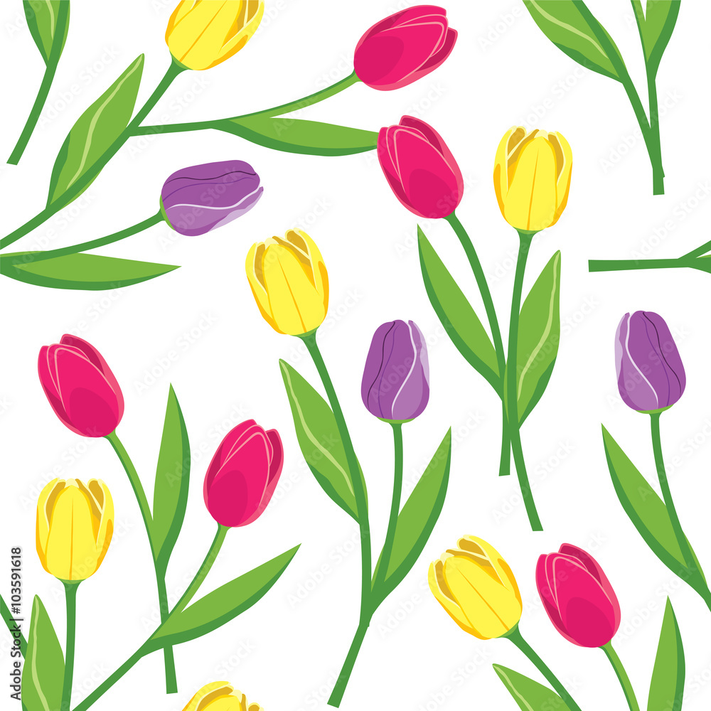 Obraz premium Seamless pattern with tulips. Vector illustration