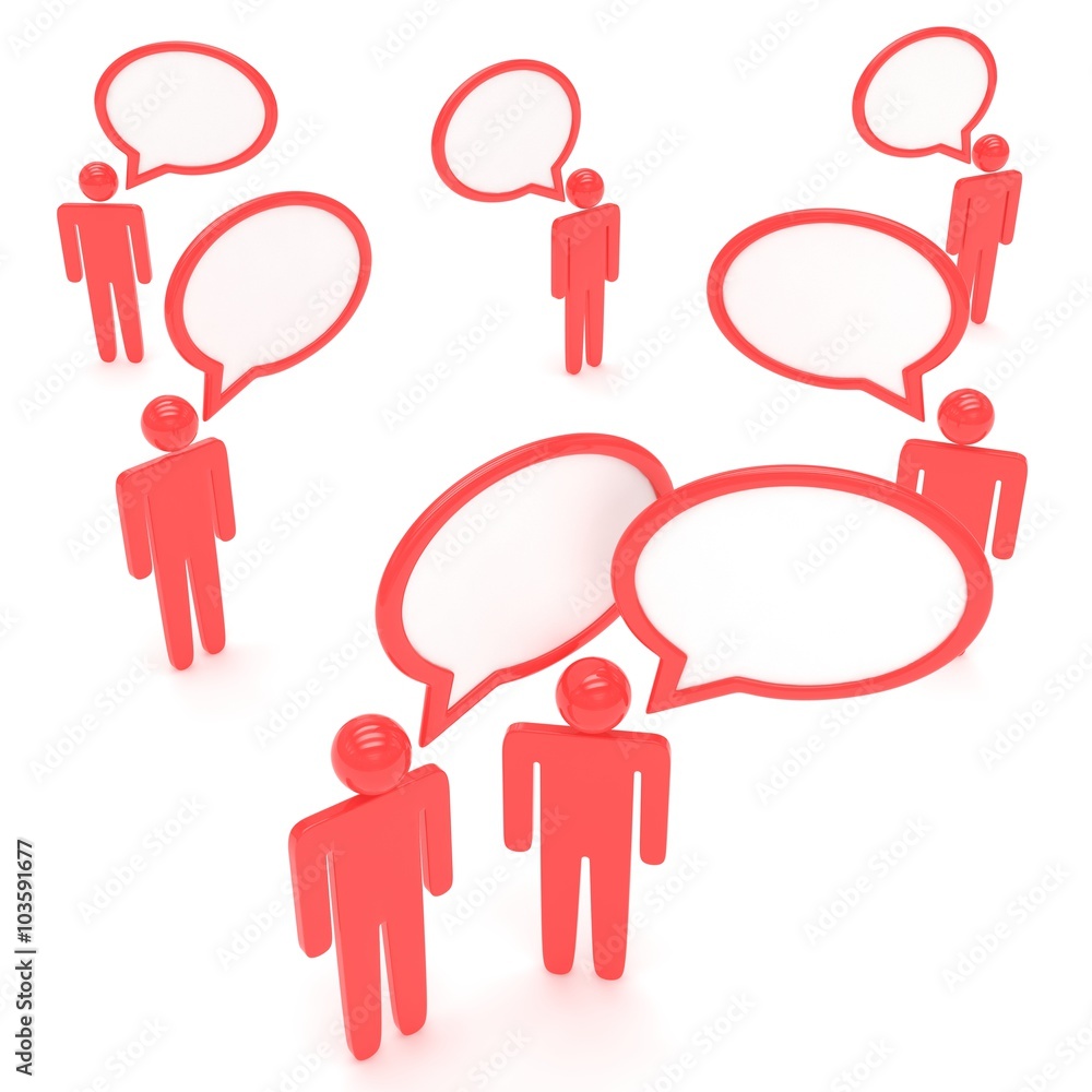 people with talk bubbles isolated over a white background