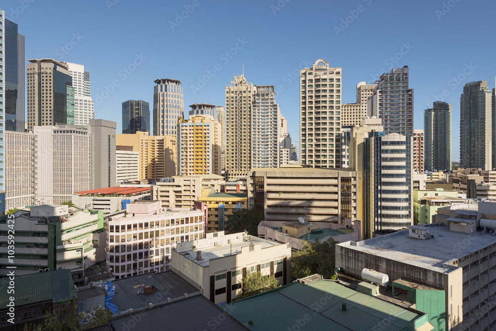 Makati City Skyline. Makati City is one of the most developed business district of Metro Manila and the entire Philippines.