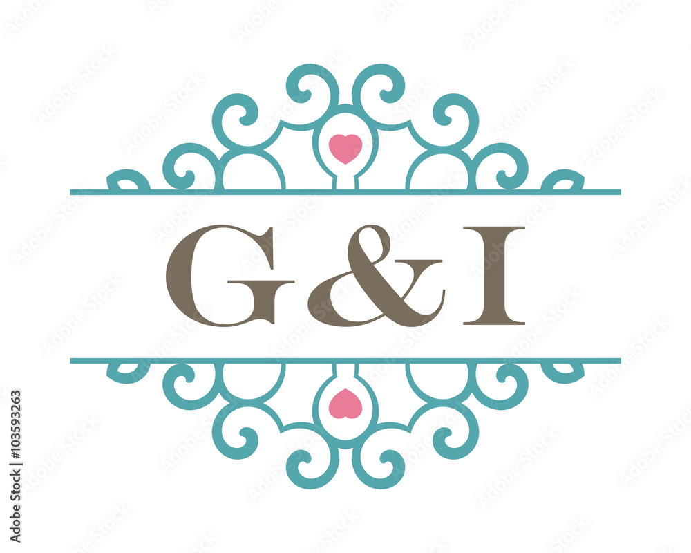 G&I initial ornament wedding logo G&I initial ornament wedding logo