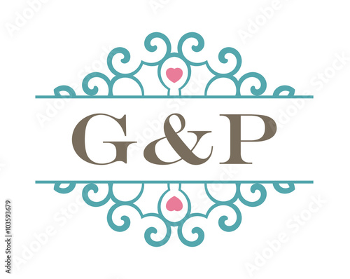 G&P initial ornament wedding logo