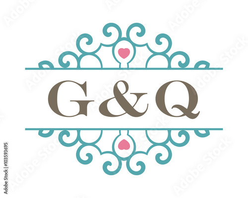 G&Q initial ornament wedding logo