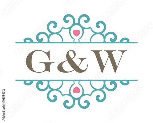 G&W initial ornament wedding logo