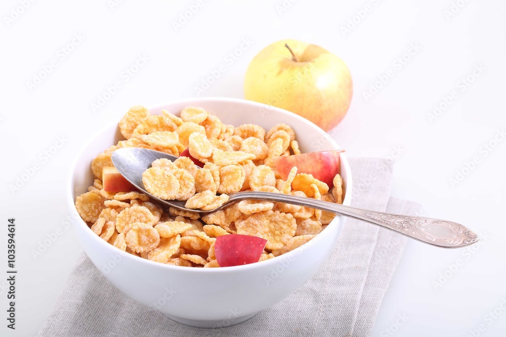 Muesli with Apple slices, a useful breakfast Muesli with Apple slices, a useful breakfast