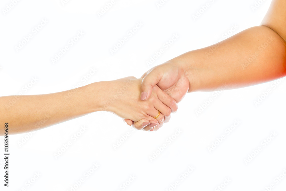 Handshake of women business partners in the office Handshake of women business partners in the office