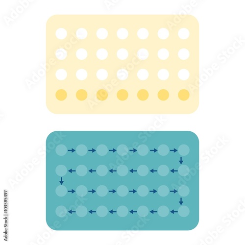 28 Contraceptive pills, Birth control pill, flat design