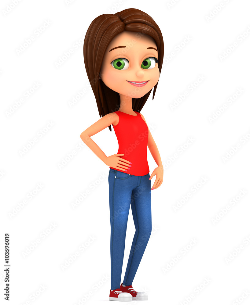 Fototapeta premium 3d render illustration. Girl isolated on white background.