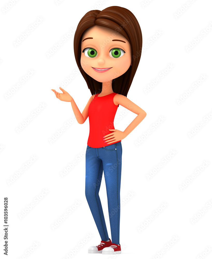 3d render illustration. Girl isolated on white background. 3d render illustration. Girl isolated on white background.