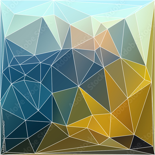 Polygonal mosaic background in blue ane yellow colors