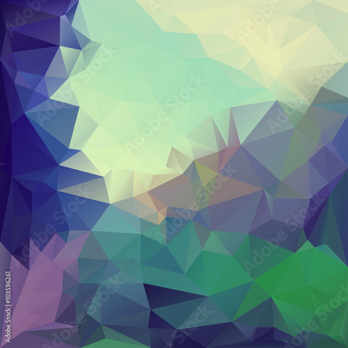 Polygonal mosaic abstract geometry background landscape in blue,